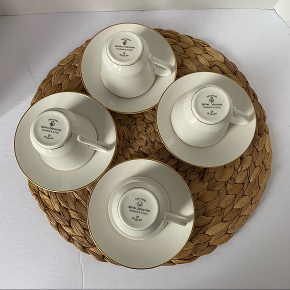 ROYAL DOULTON TEA CUPS WARWICK GOLD SET OF 4 - Picture 6 of 14